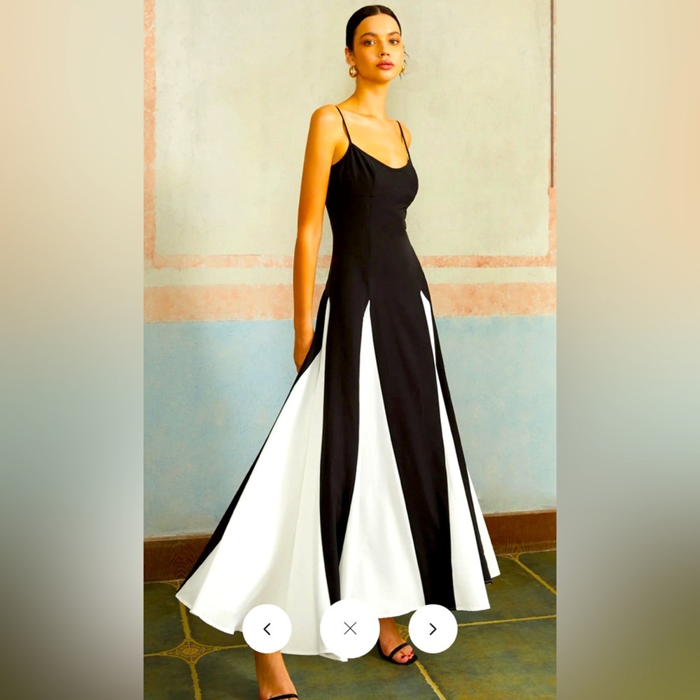 Commense Color Block Spaghetti Strap Long Dress - Size L